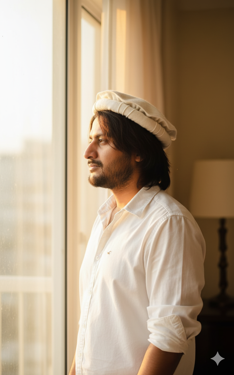 Portrait of Kashif Khan by a window